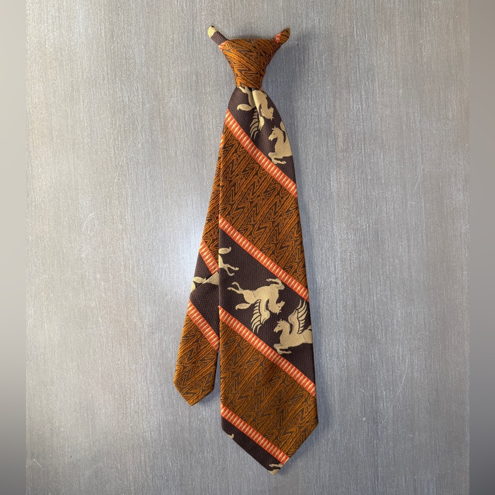 Rare Vintage 80s Andhurst Pegasus Southwestern Brown Tie Used Very Good